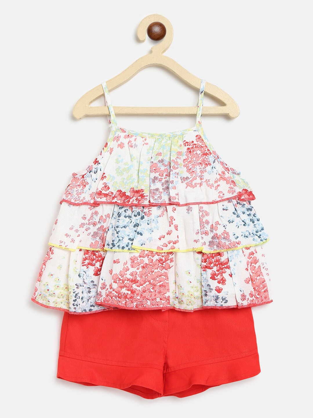 

Nauti Nati Girls Red & White Printed Top with Shorts