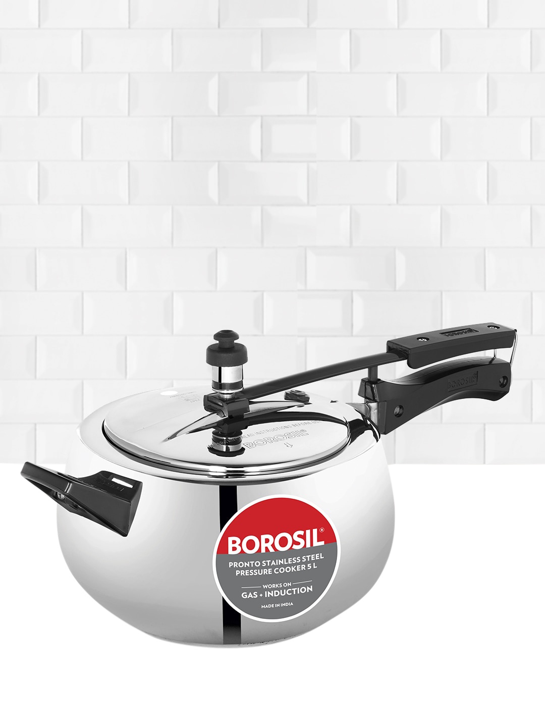 

BOROSIL Steel Induction Base Stainless Steel 5L Pressure Cooker
