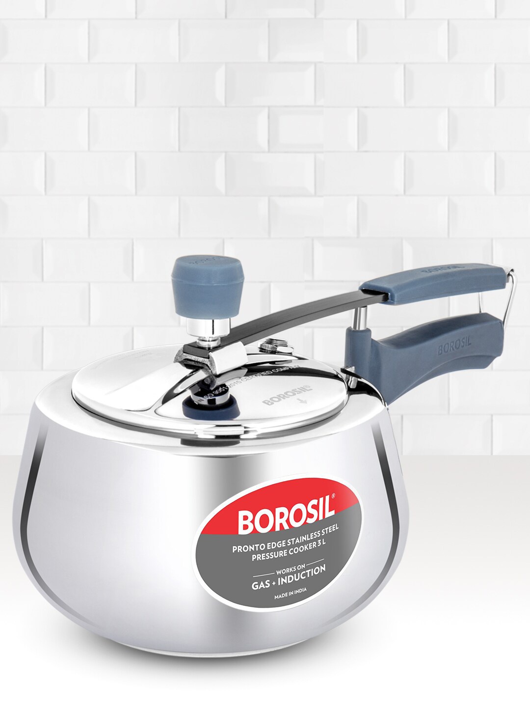 

BOROSIL Silver-Toned Stainless Steel 3L Pressure Cooker