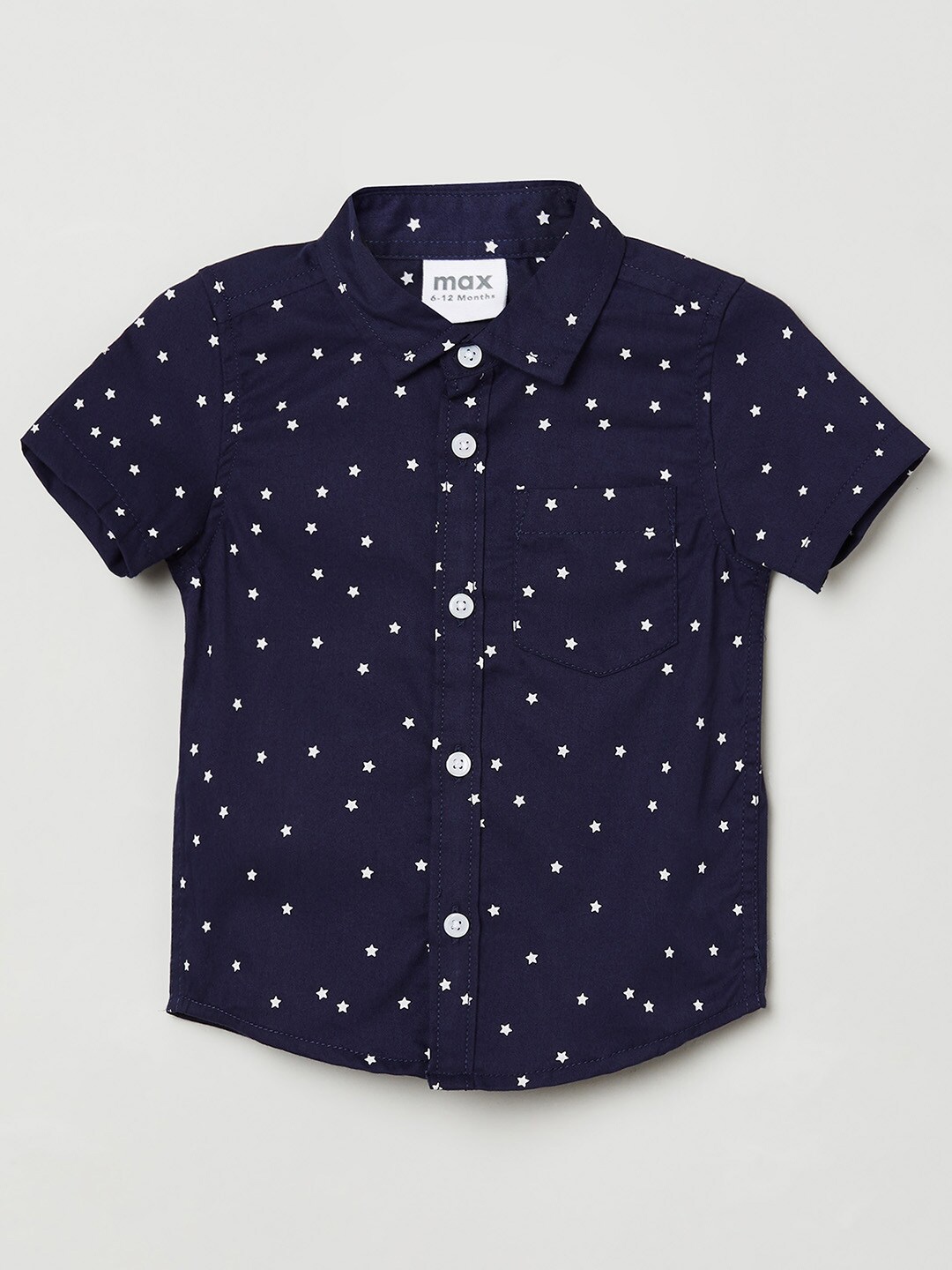 

max Boys Navy Blue Printed Cotton Casual Shirt