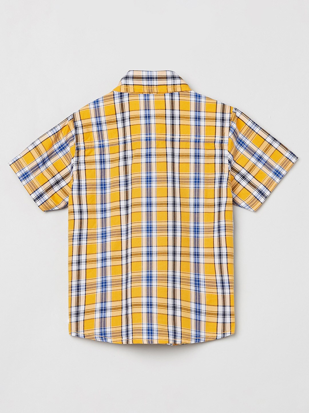 

max Boys Yellow & White Checked Pure Cotton Casual Shirt