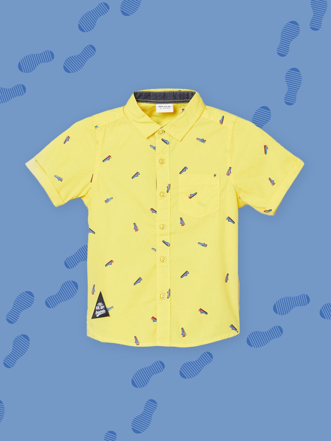 

max Boys Yellow Printed Pure Cotton Casual Shirt