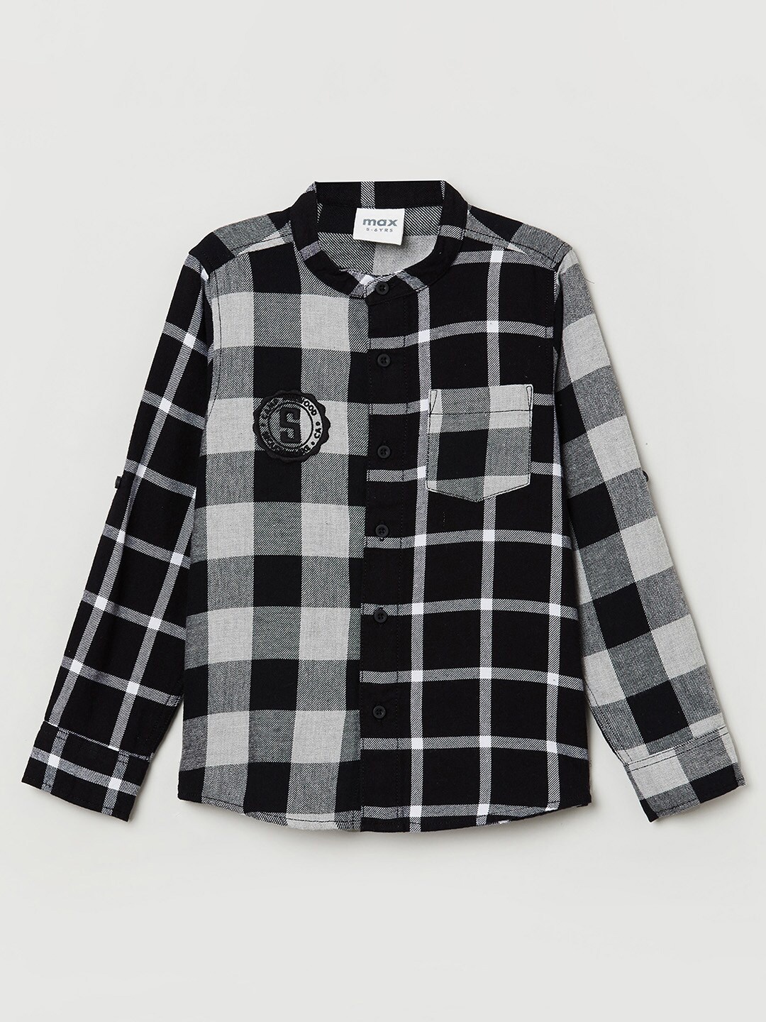 

max Boys Black Buffalo Checks Checked Casual Shirt