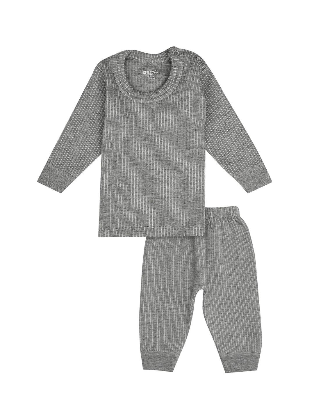 

BODYCARE INSIDER Kids Grey Melange Striped Cotton Thermal Set