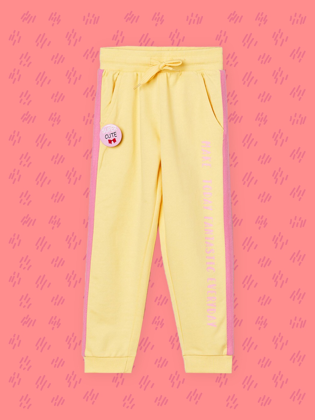 

max Girls Yellow Solid Pure Cotton Joggers