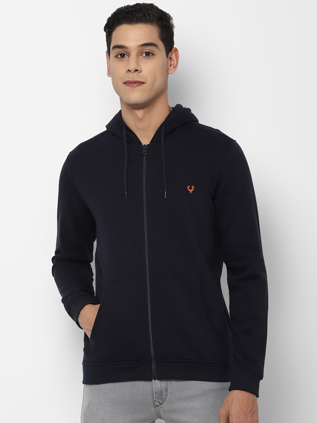 

Allen Solly Men Black Pure Cotton Hooded Sweatshirt