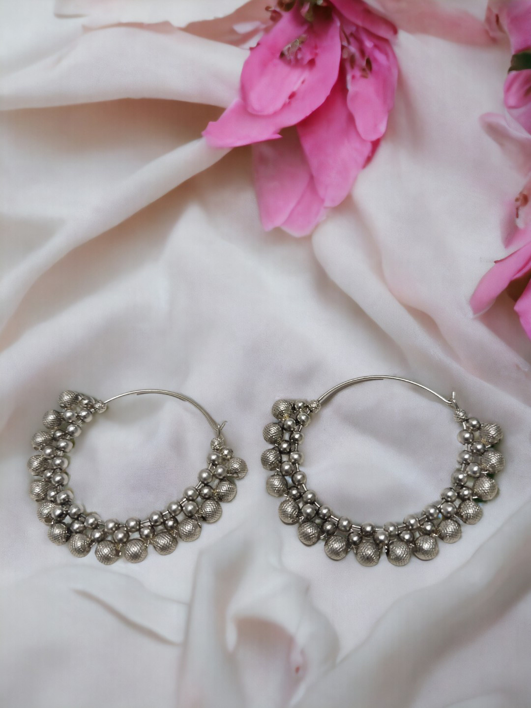 

AccessHer Silver-Toned Circular Hoop Earrings