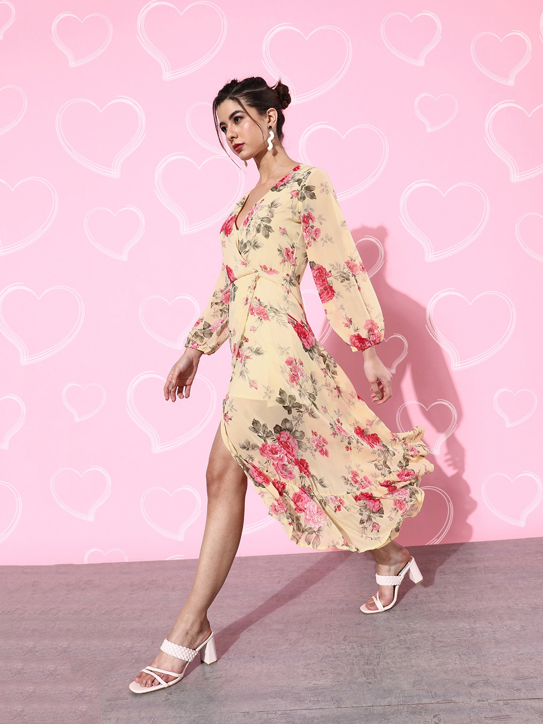 

DODO & MOA Yellow Romantic Florals Dress