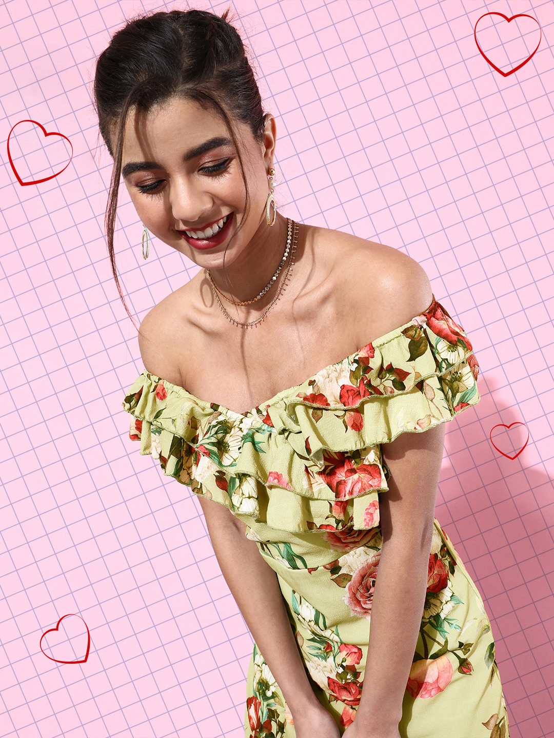 

DODO & MOA Gorgeous Green Floral Ruffled Dress