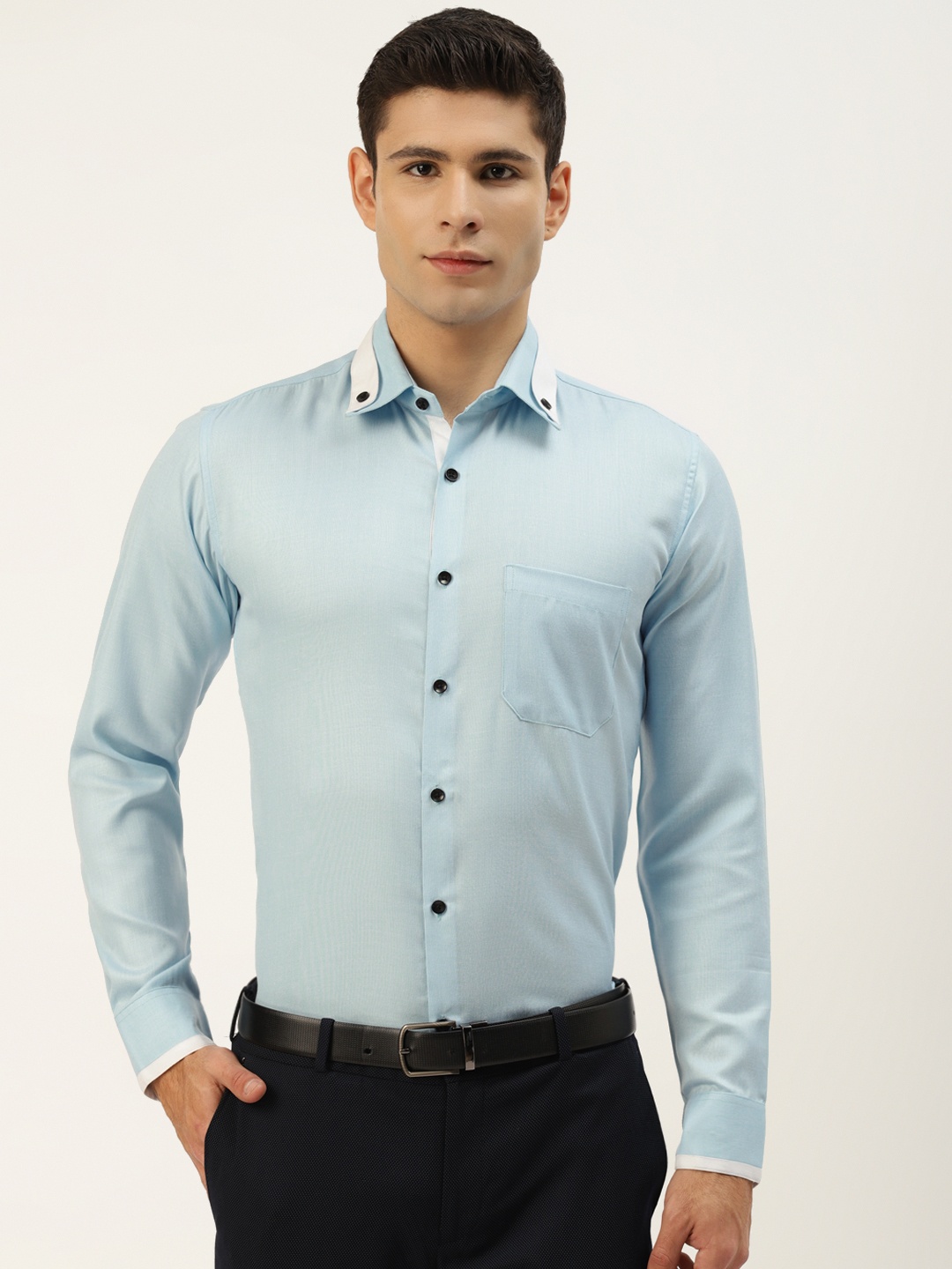 

JAINISH Men Blue Pure Cotton Smart Fit Formal Shirt