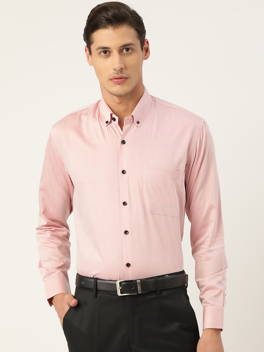 

JAINISH Men Pink Solid Smart Formal Shirt