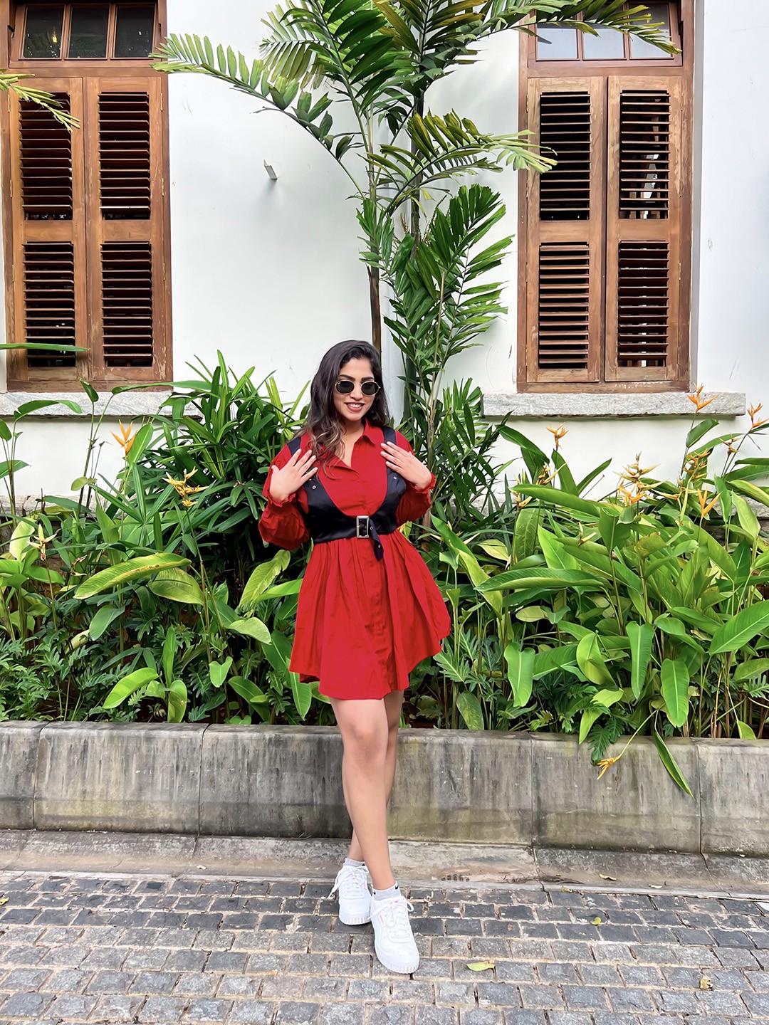 

STREET 9 Women Red Solid Shirt Dress