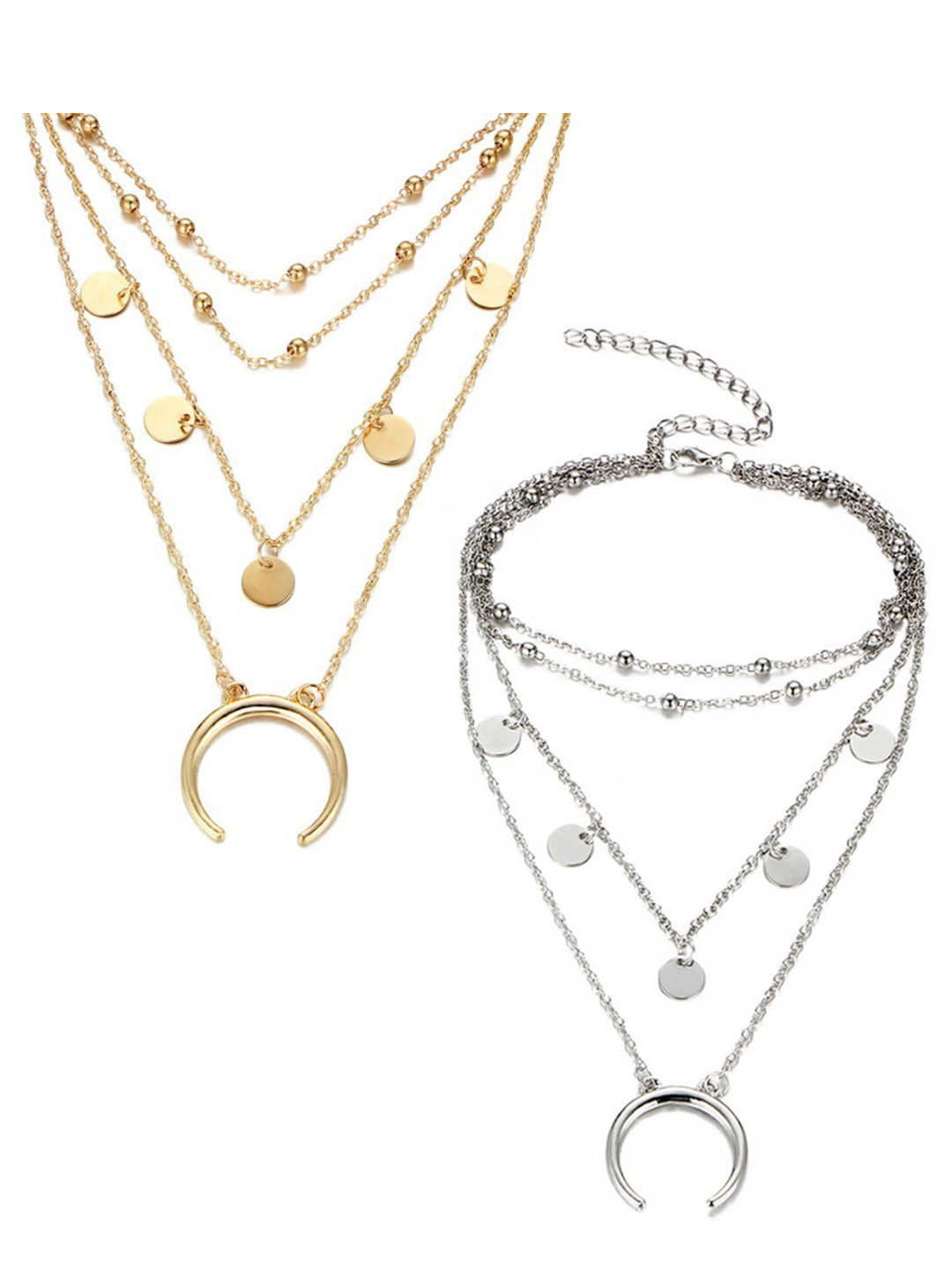 

Vembley Pack Of 2 Gold-Toned & Gold-Plated Layered Necklace