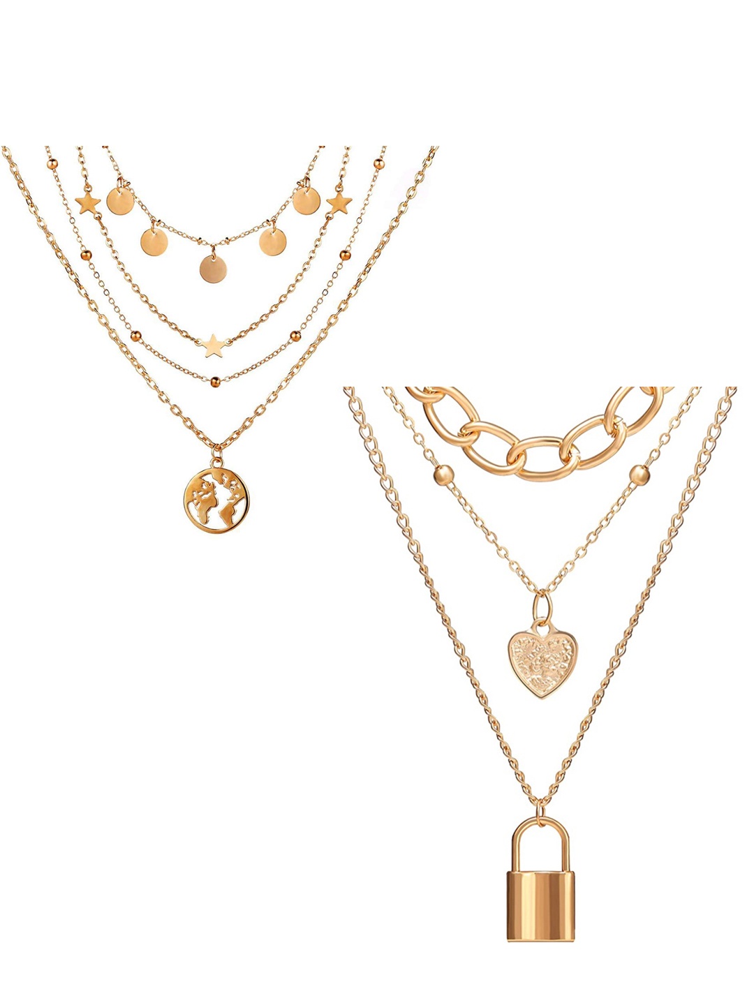 

Vembley Women Set Of 2 Gold-Toned Multi Layered Necklace