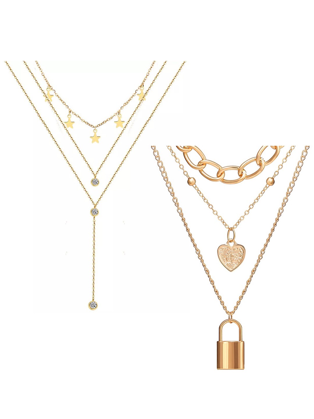 

Vembley Set of 2 Gold-Plated & White Layered Necklace