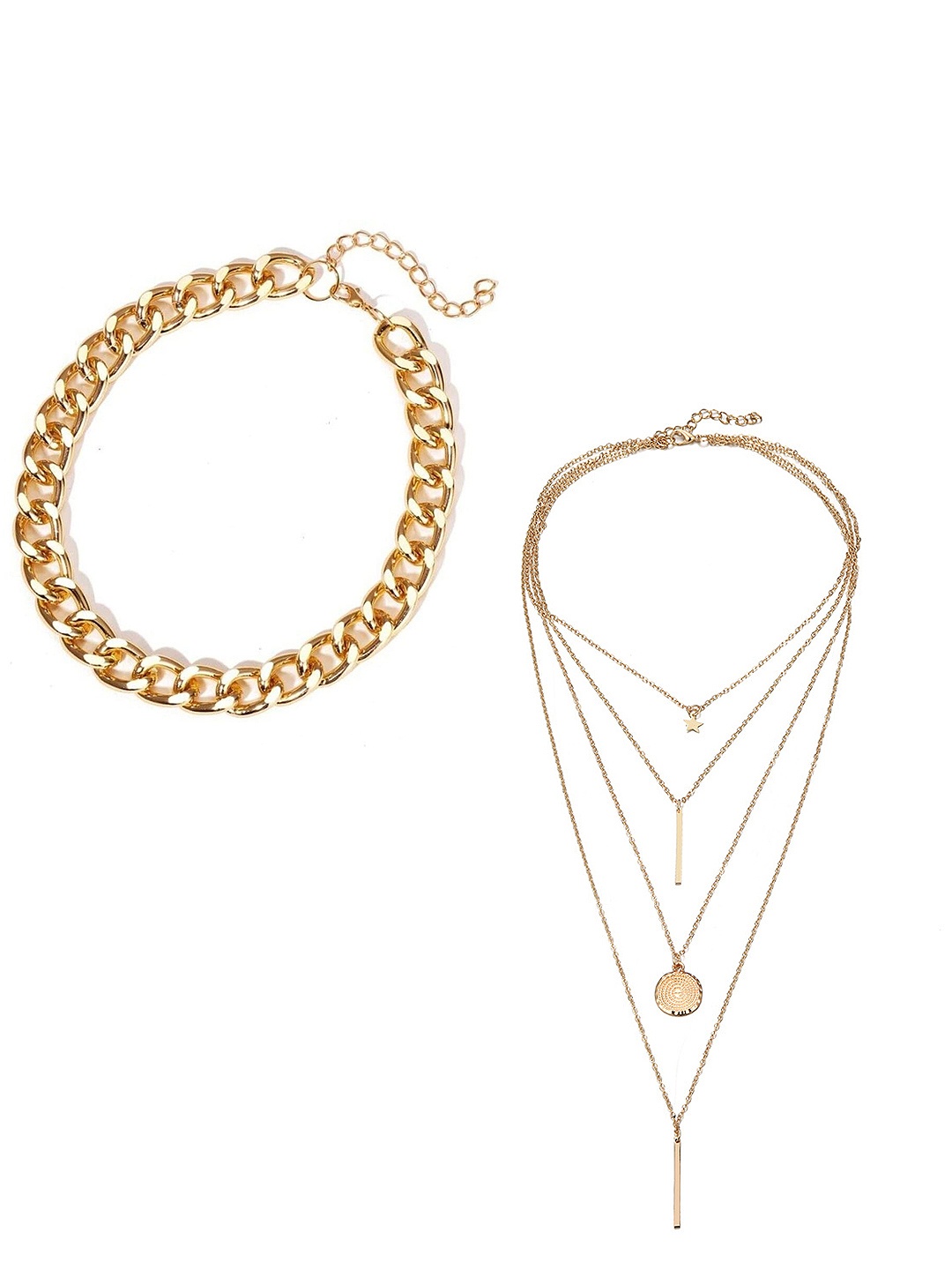 

Vembley Women Pack Of 2 Gold-Plated Multi Layered Necklace
