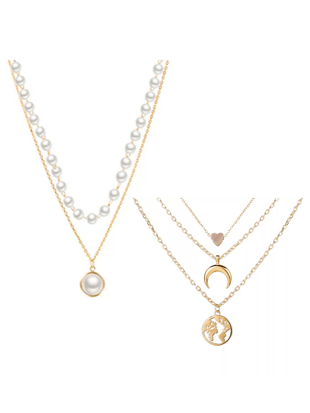 

Vembley Set Of 2 Gold-Plated & White Layered Necklace