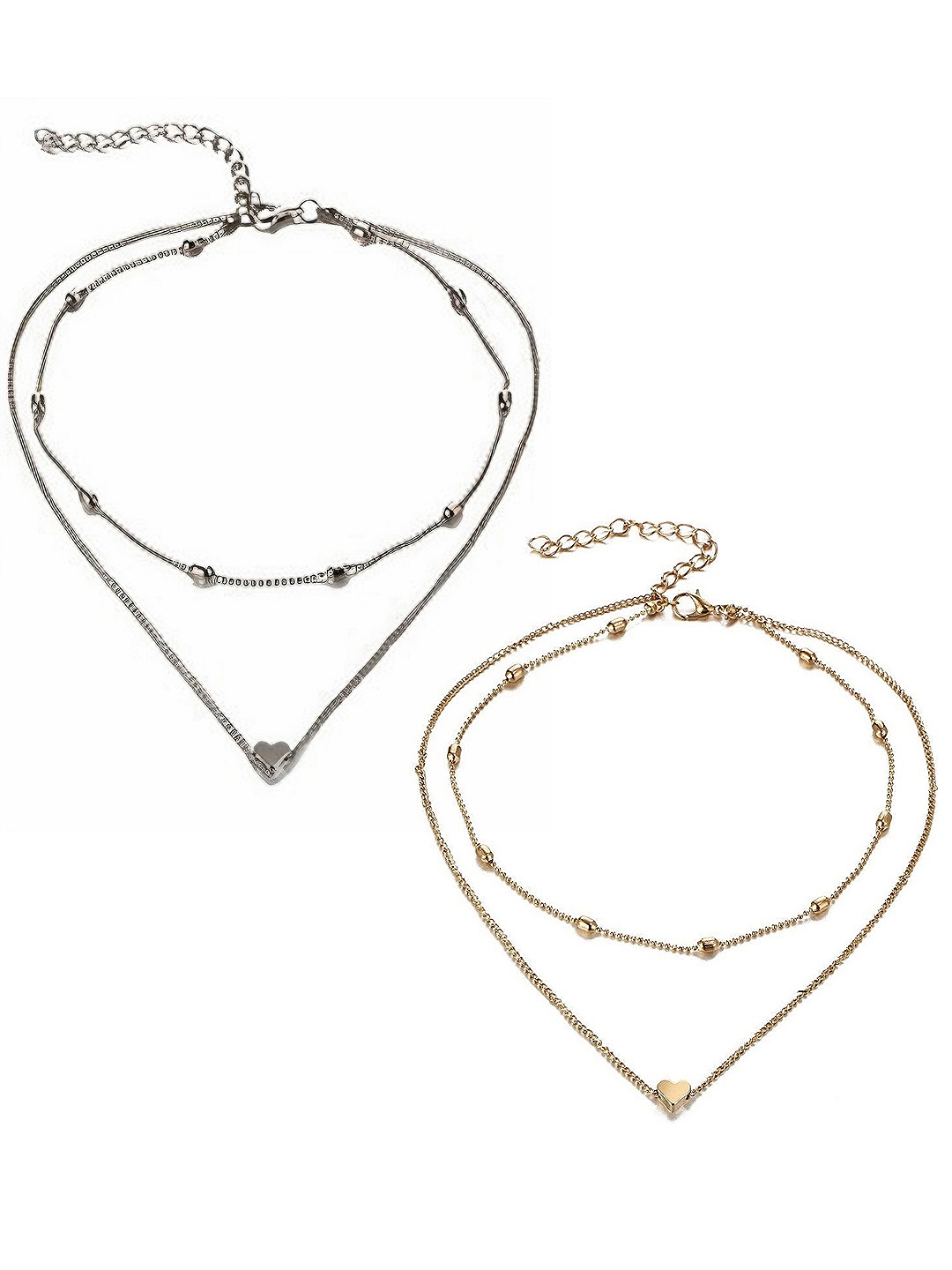 

Vembley Pack Of 2 Gold-Plated & Silver-Plated Layered Necklace