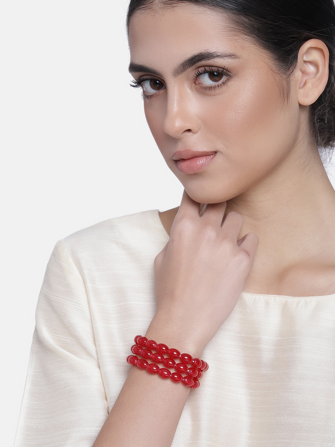 

I Jewels Women Red Gold-Plated Wraparound Bracelet