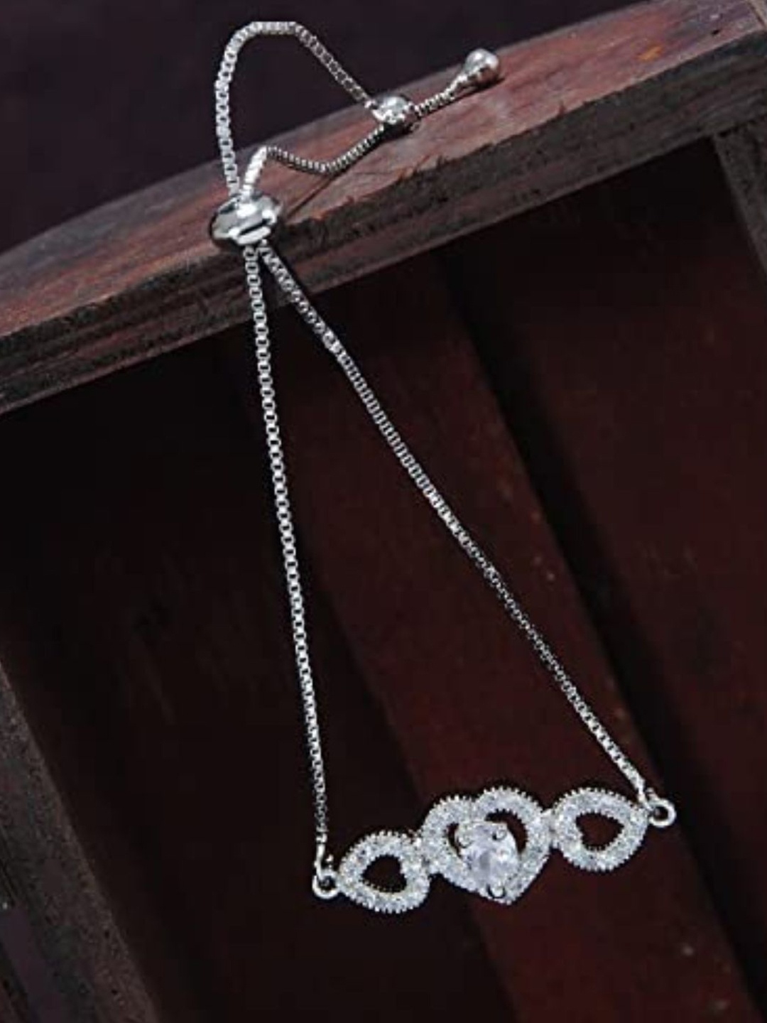 

I Jewels Women Silver-Toned Rhodium-Plated Link Bracelet