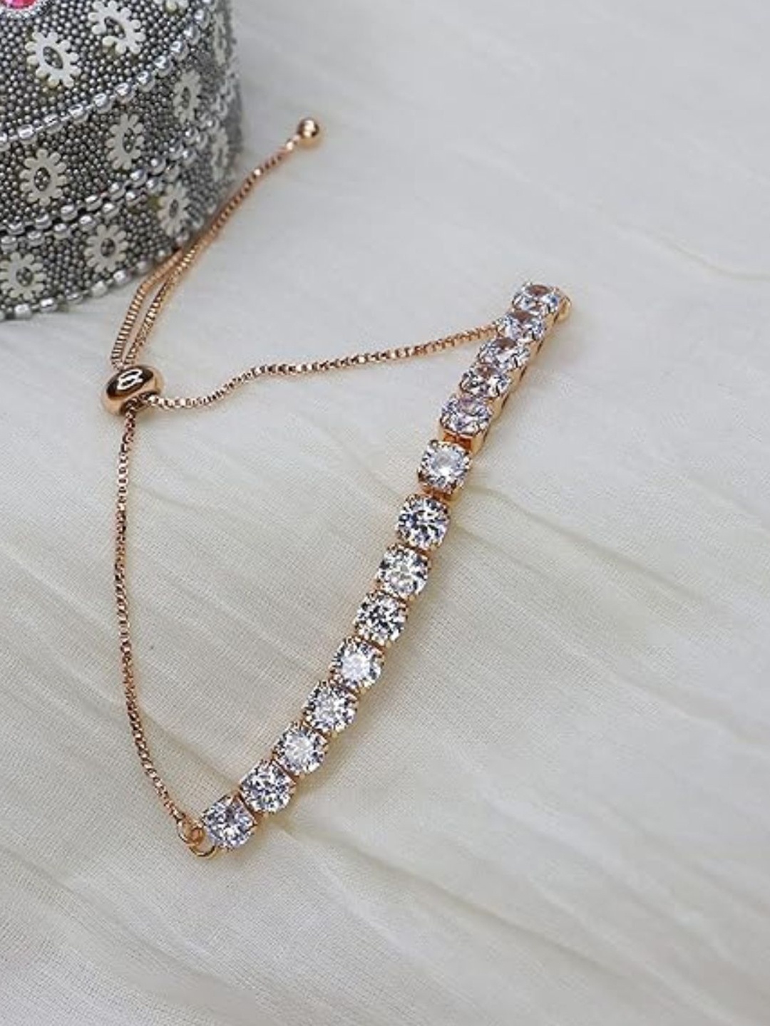 

I Jewels Women Rose Gold Plated Link Bracelet