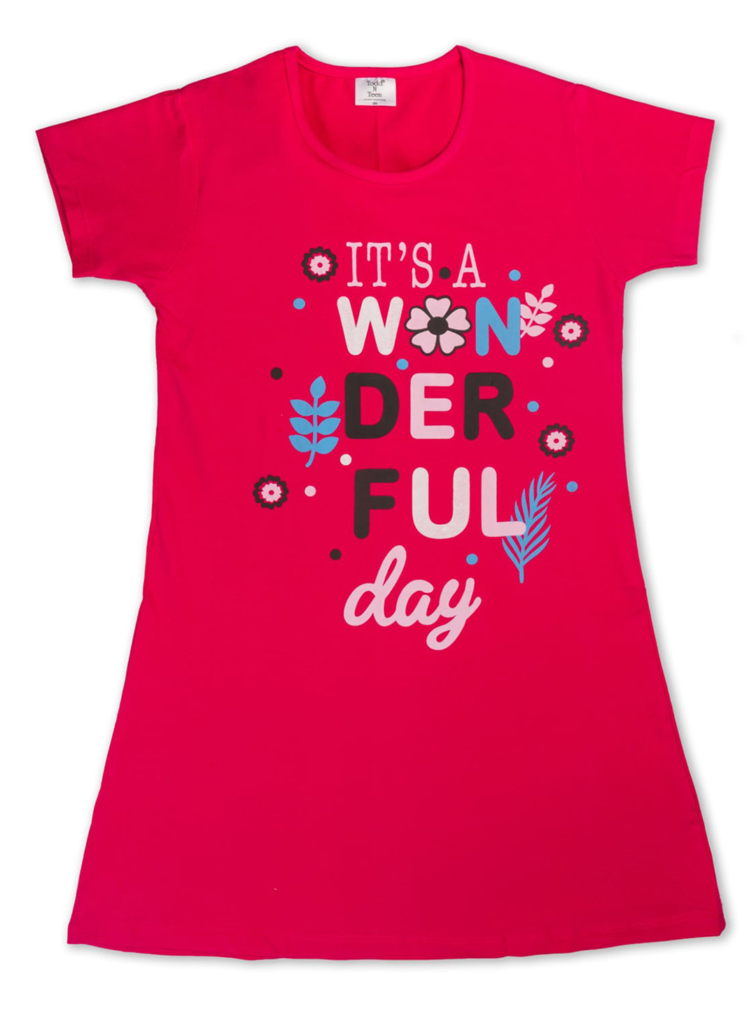 

Todd N Teen Girls Magenta Printed Pure Cotton T-shirt Nightdress