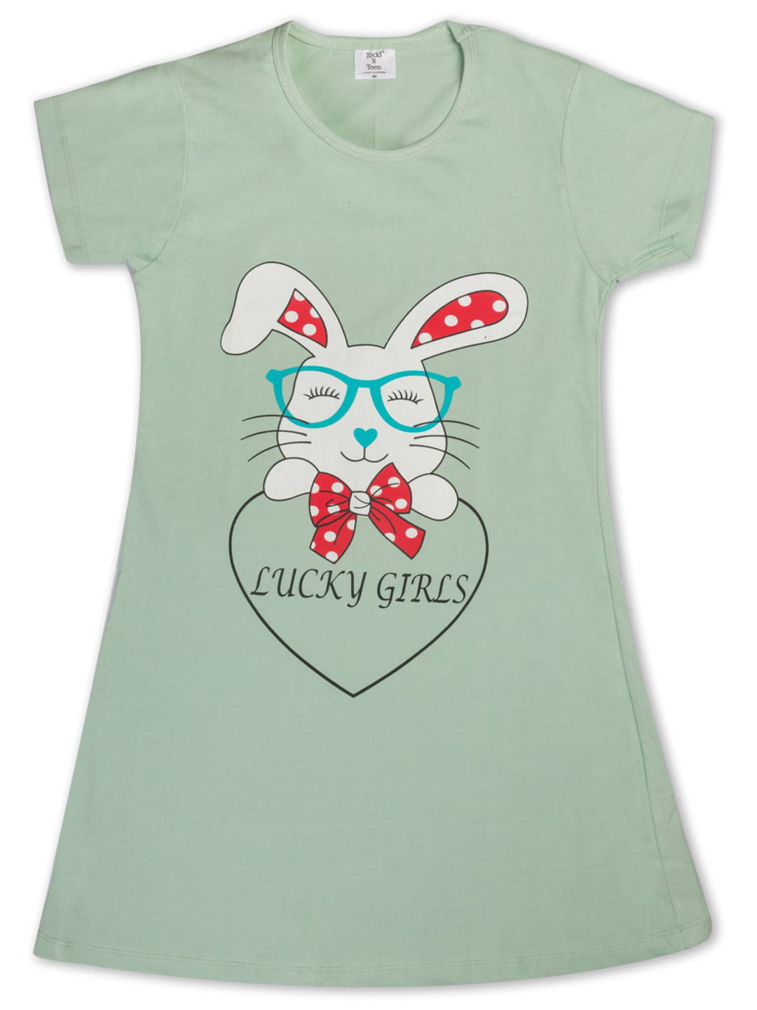

Todd N Teen Girls Green Printed Pure Cotton Nightdress