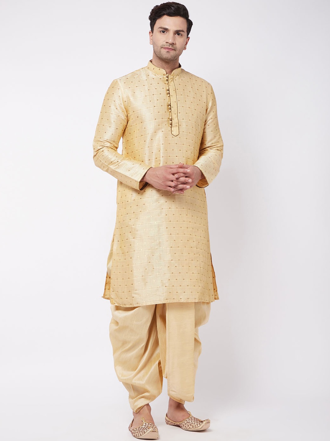 

VASTRAMAY Men Gold-Toned Kurta with Dhoti Pants