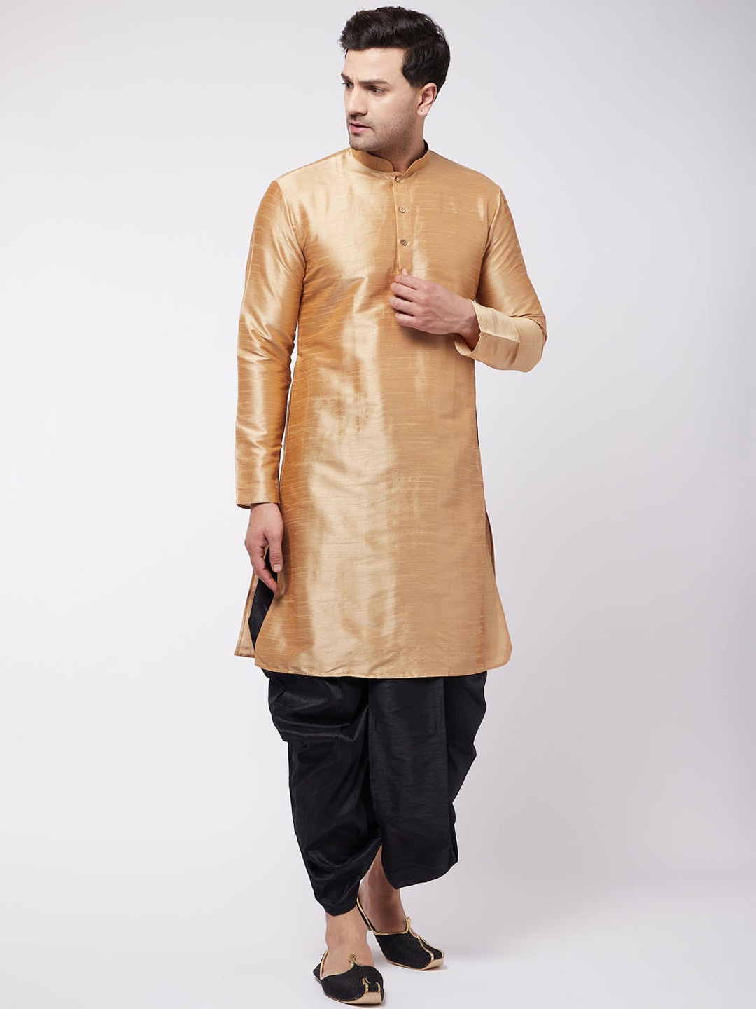 

VASTRAMAY Men Rose Gold Kurta with Dhoti Pants