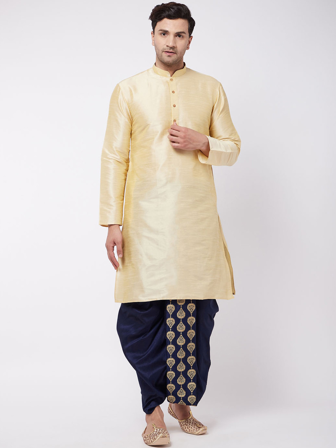 

VASTRAMAY Men Gold-Toned Kurta with Dhoti Pants
