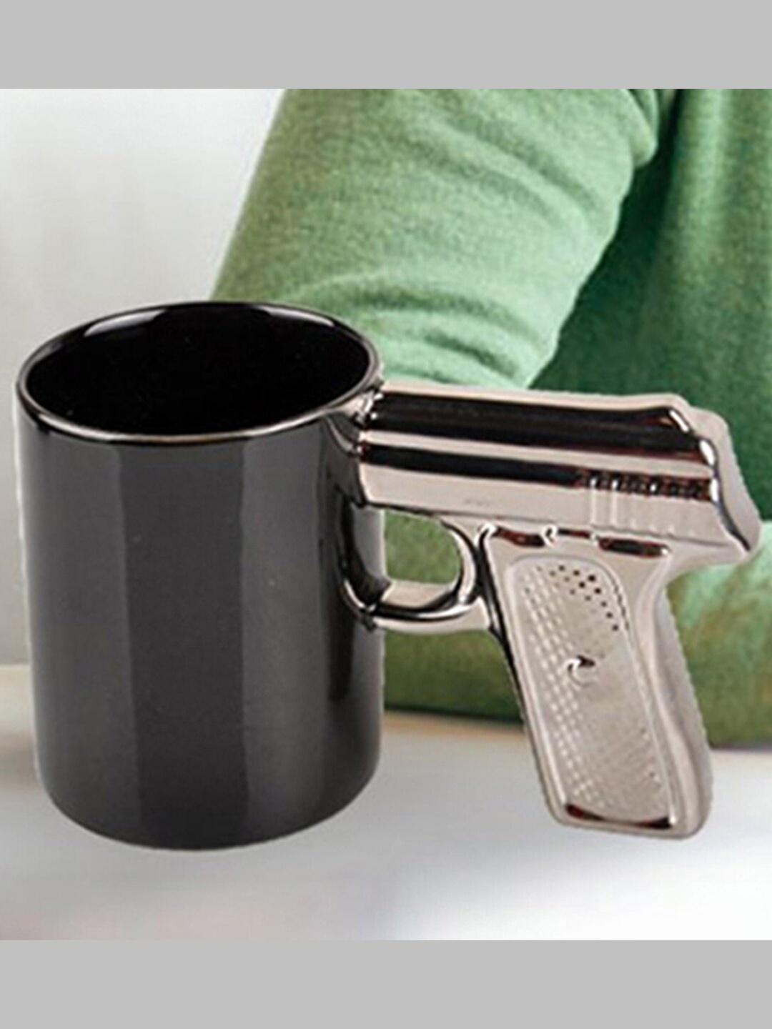 

BonZeaL Silver-Toned Solid Ceramic Gun Mug 320 ml