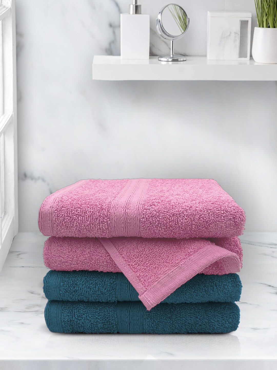 

Aura Set Of 4 Solid 500 GSM Cotton Hand Towels, Teal