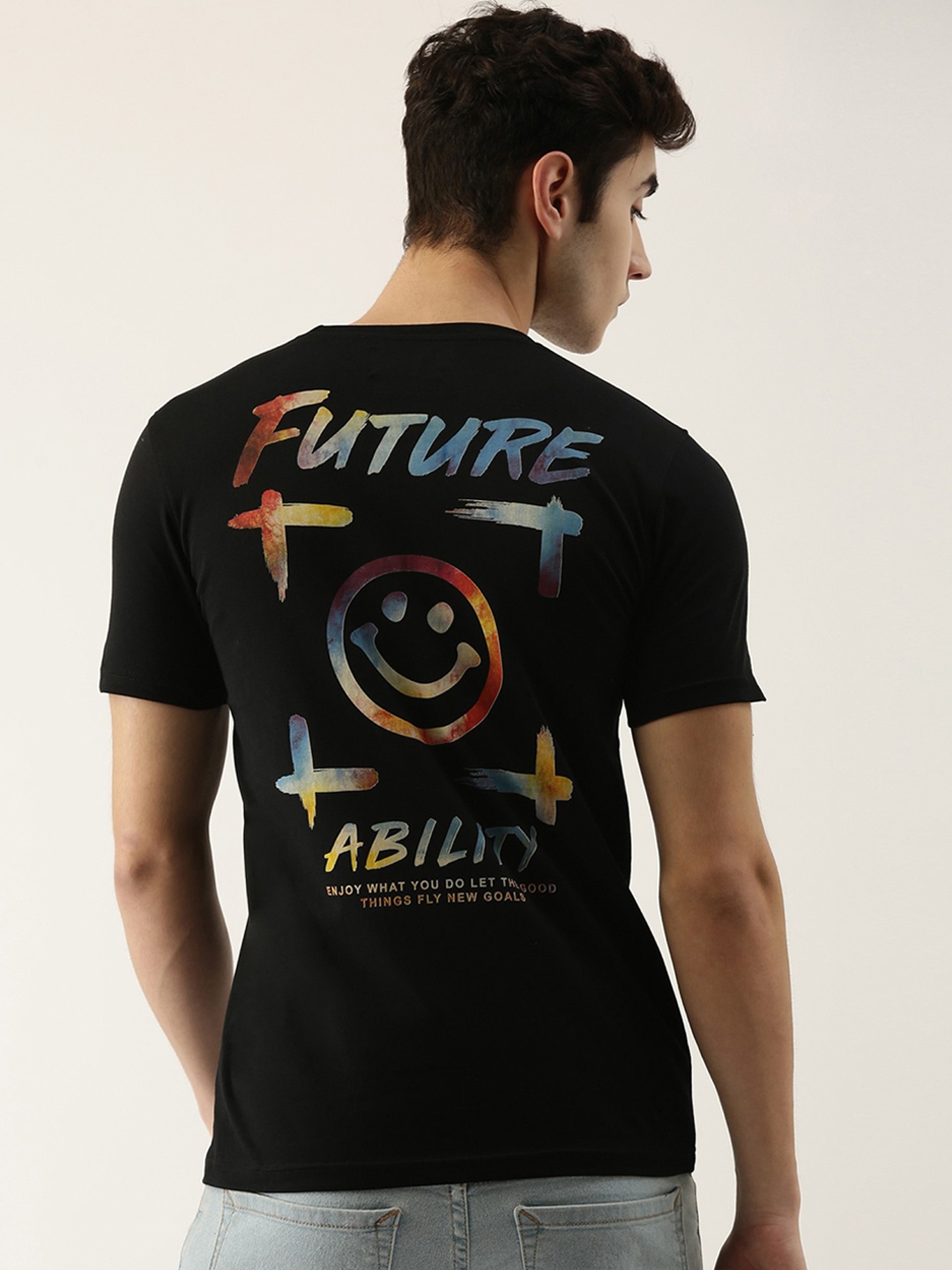 

Maniac Men Black Printed Slim Fit T-shirt