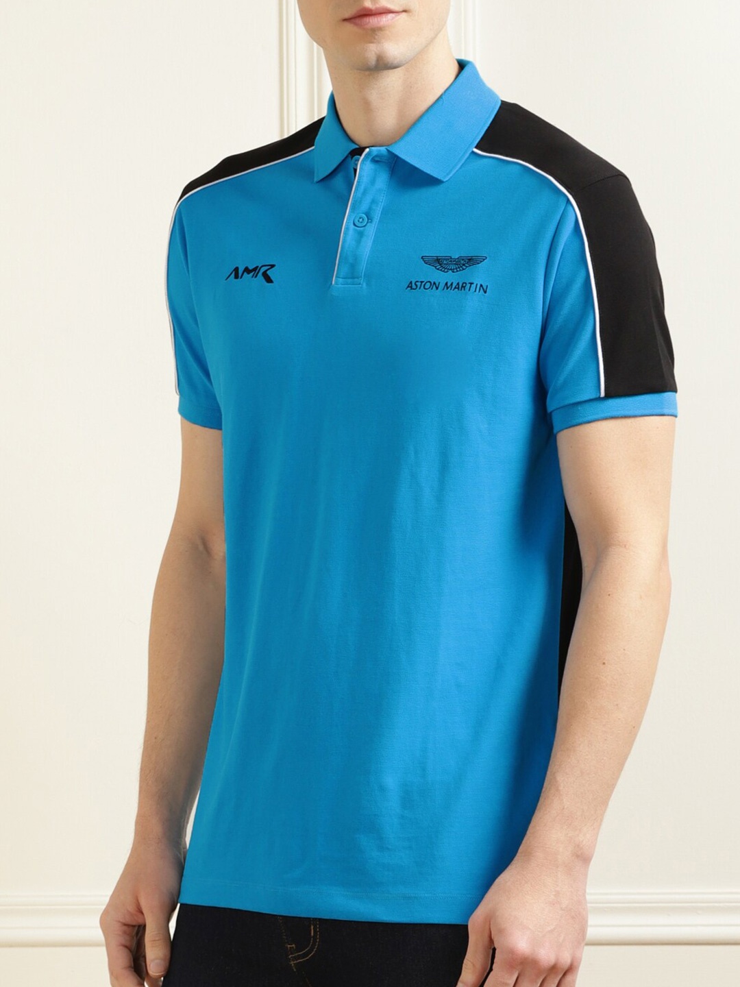 

HACKETT LONDON Men Blue Cotton Polo Collar T-shirt