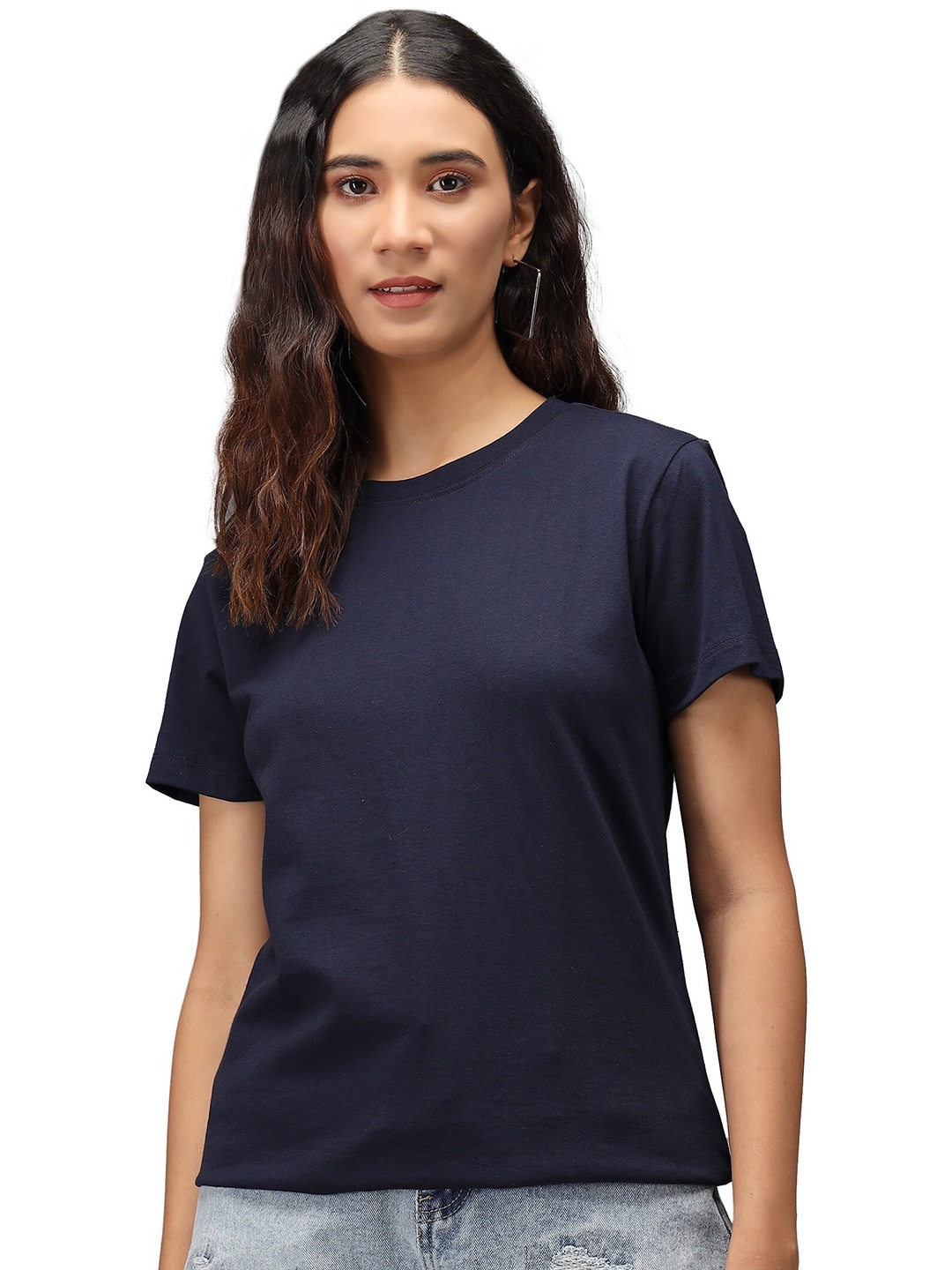 

PockMAN Women Navy Blue T-shirt