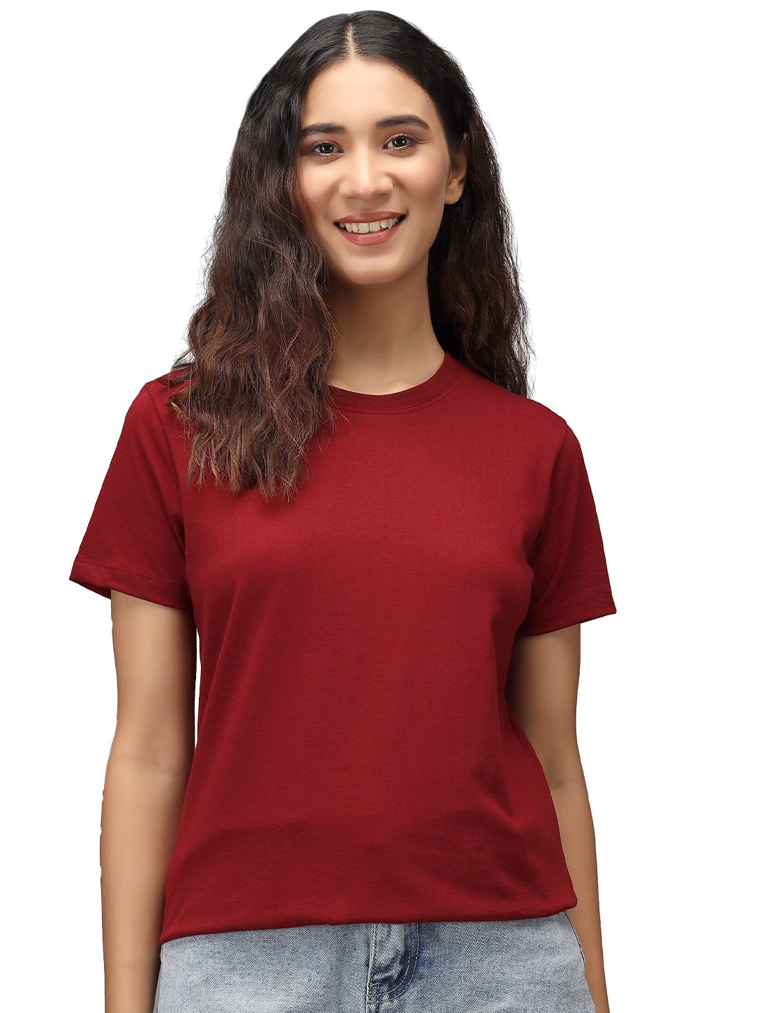 

PockMAN Women Maroon T-shirt