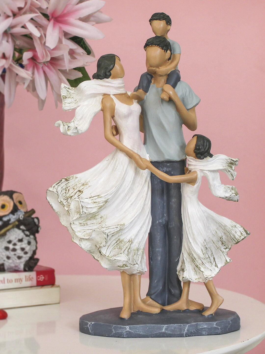 

TIED RIBBONS White & Blue Handcrafted Romantic Couple With Kids Family Showpiece
