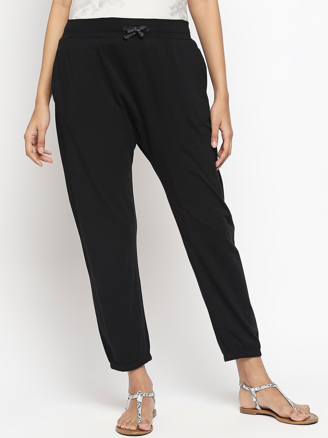 

effy Women Black Solid Organic Cotton Track Pants