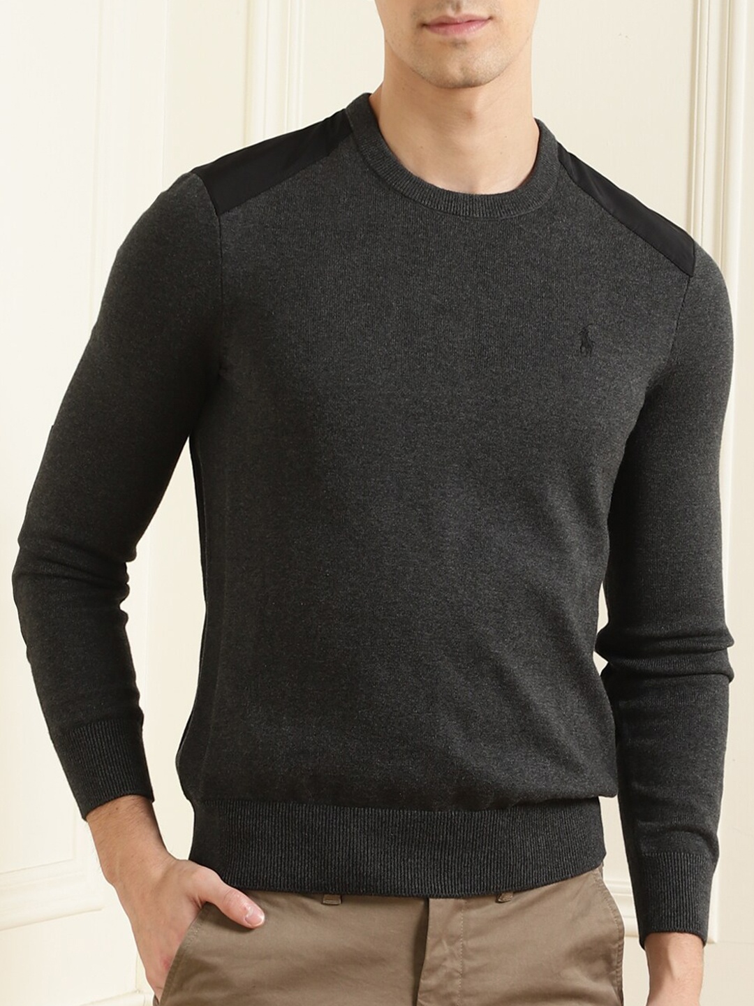 

Polo Ralph Lauren Men Grey Pure Cotton Pullover