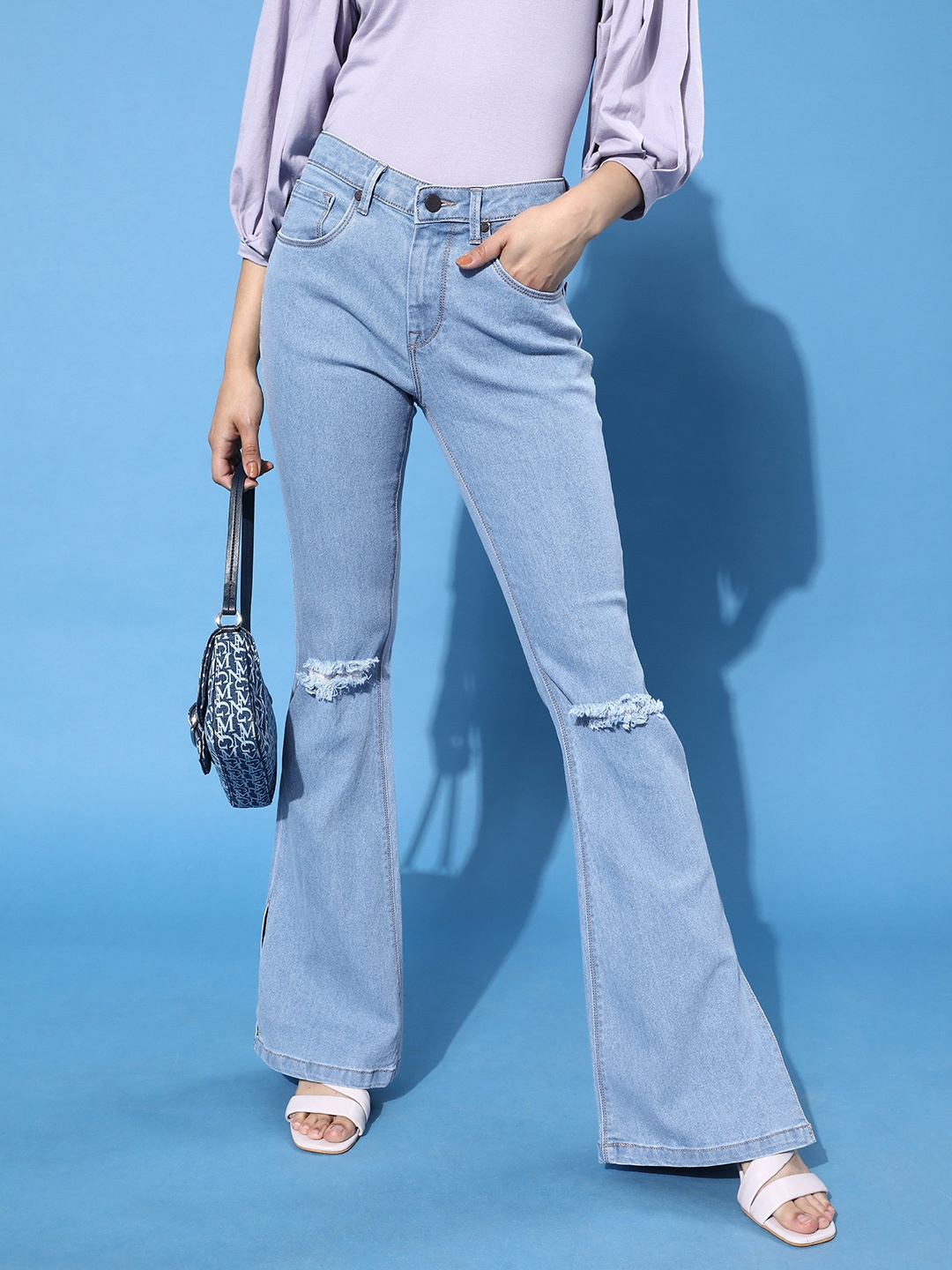 

Moda Rapido Women Blue Bootcut High-Rise Mildly Distressed Stretchable Jeans