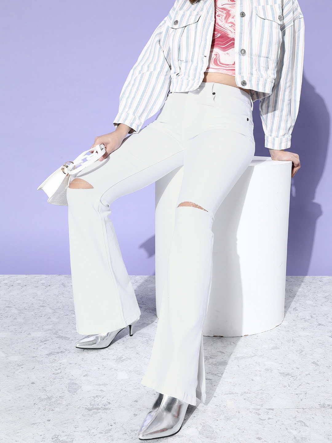 

Moda Rapido Women Classic White Mid-Rise Bootcut Fit Stretchable Jeans