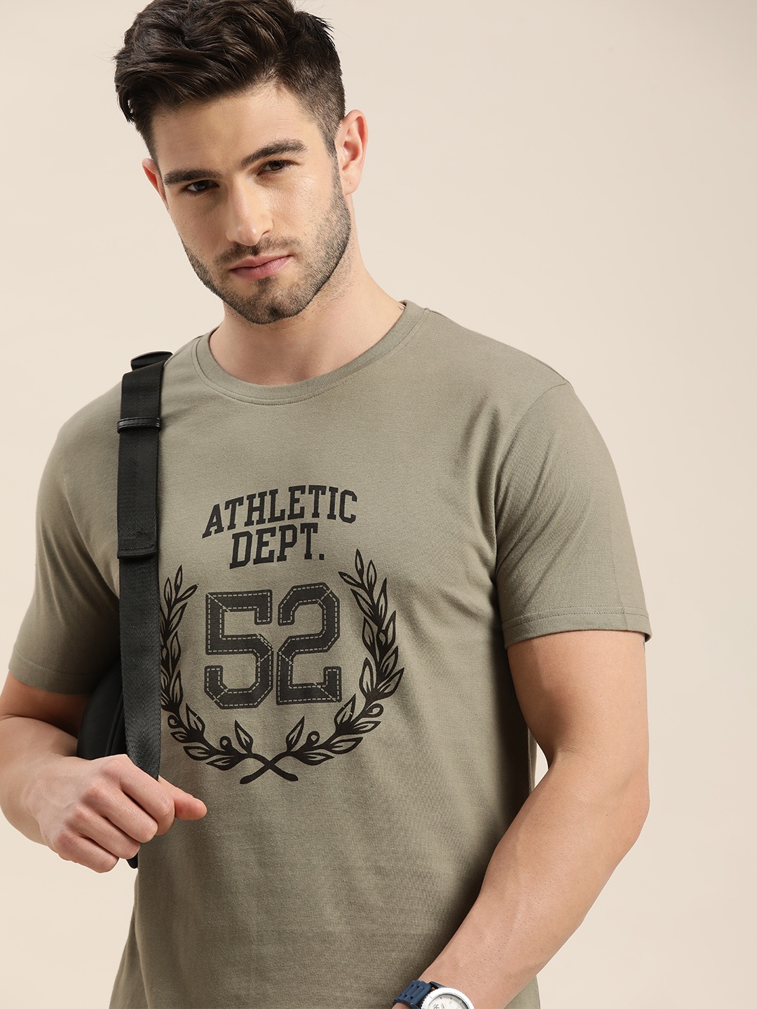 

Moda Rapido Men Grey Typography Printed Pure Cotton T-shirt