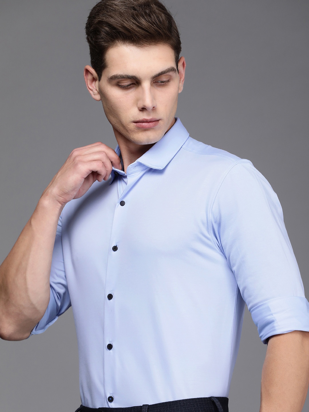 

Louis Philippe Ath Work Men Blue Super Slim Fit Casual Shirt