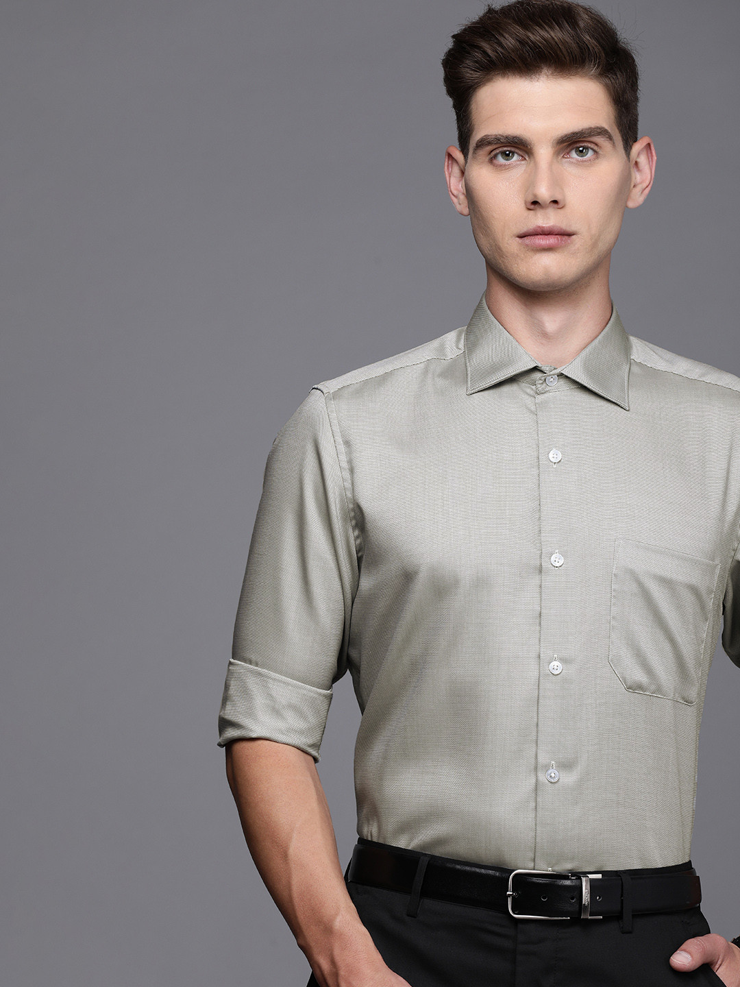 

Louis Philippe Men Khaki Formal Shirt