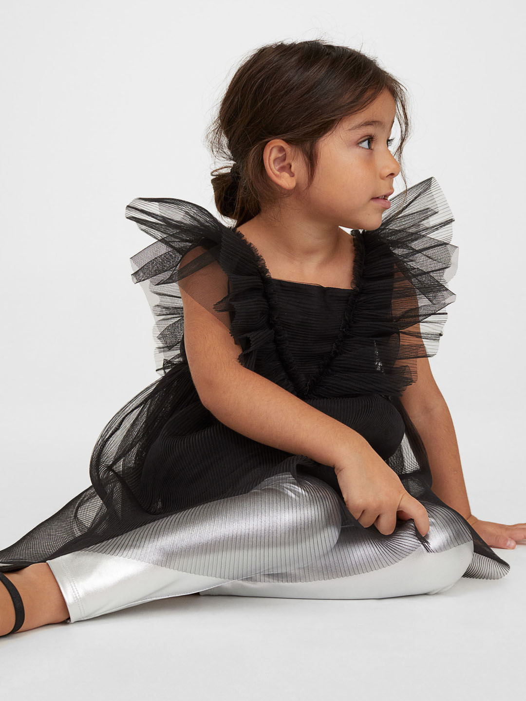 

H&M Girls Silver Toned Solid Ankle Length Leggings