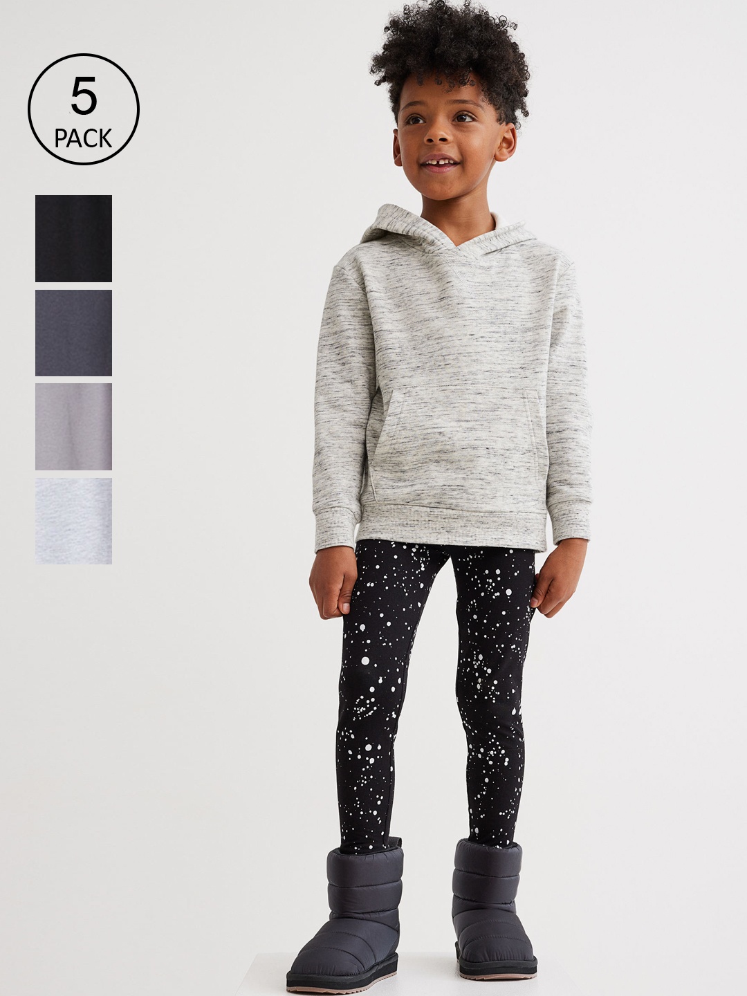 

H&M Boys Pack of 5 Cotton Leggings, Multi