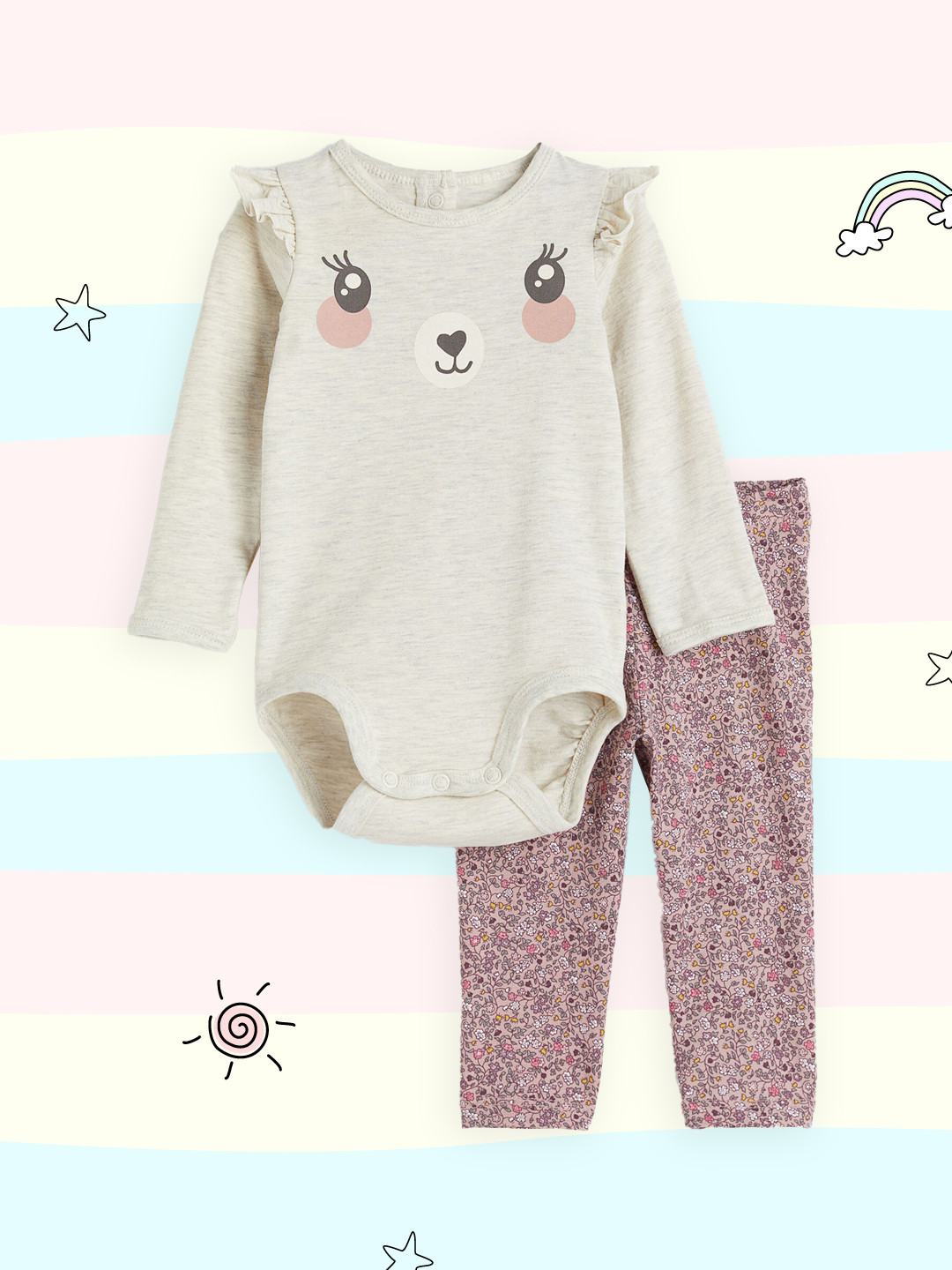 

H&M Girls White & Pink 2-Piece Cotton Set