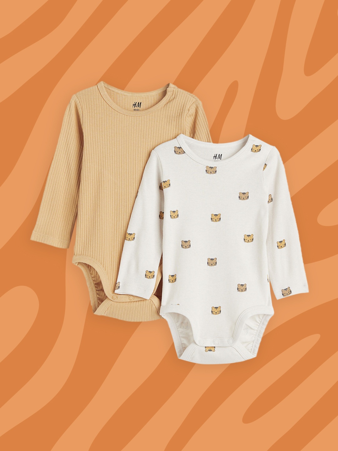 

H&M Girls 2-pack long-sleeved bodysuits, Multi