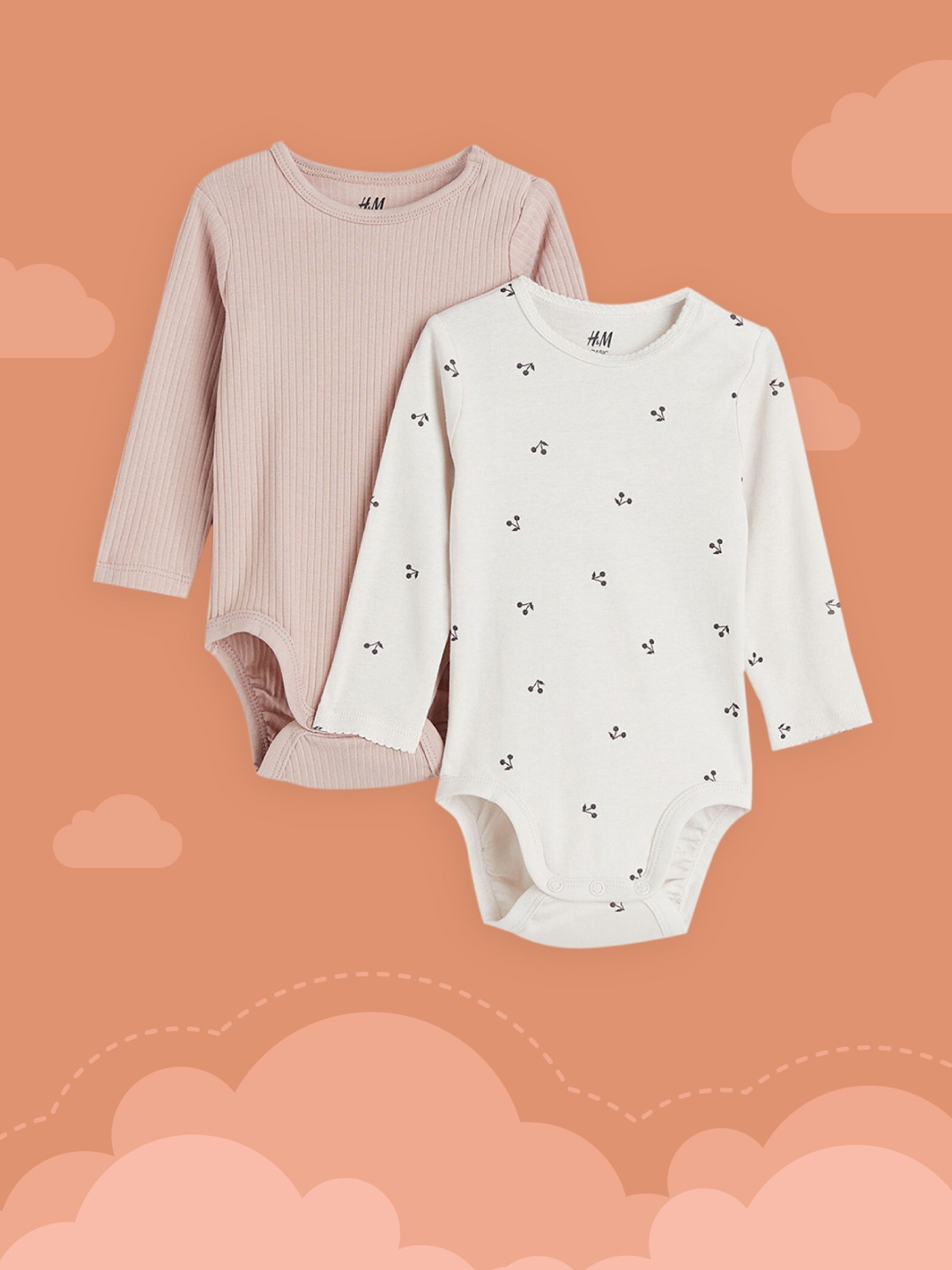 

H&M Girls White & Pink 2-Pack Long-Sleeved Bodysuits