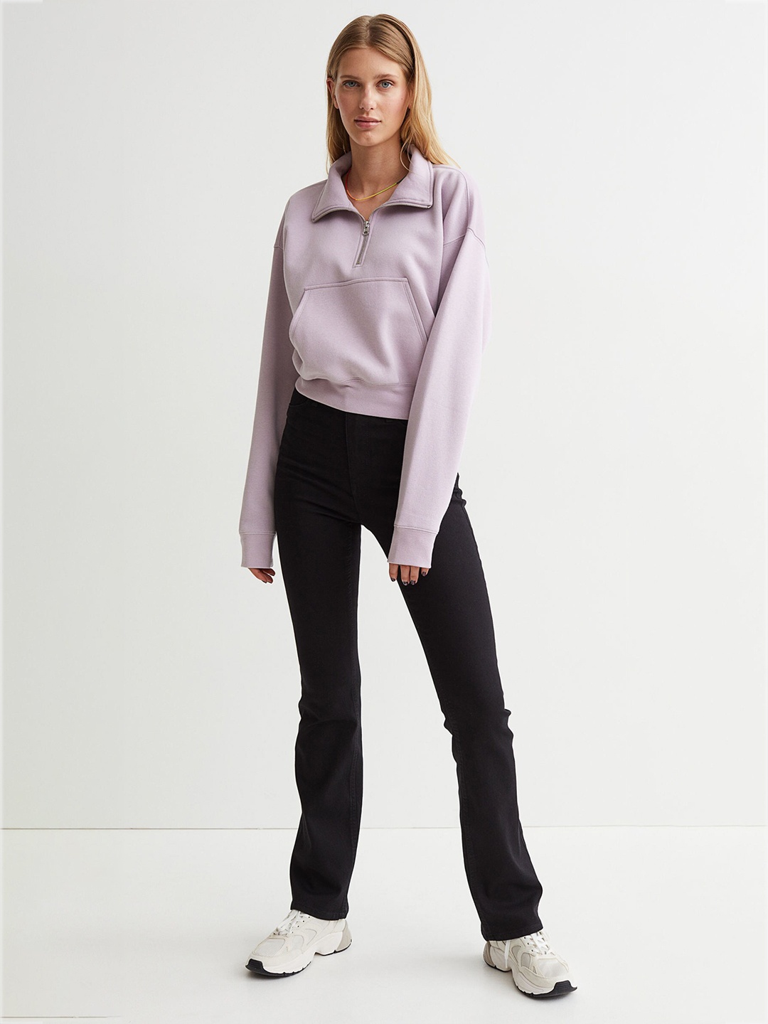 

H&M Women Purple Zip-top sweatshirt